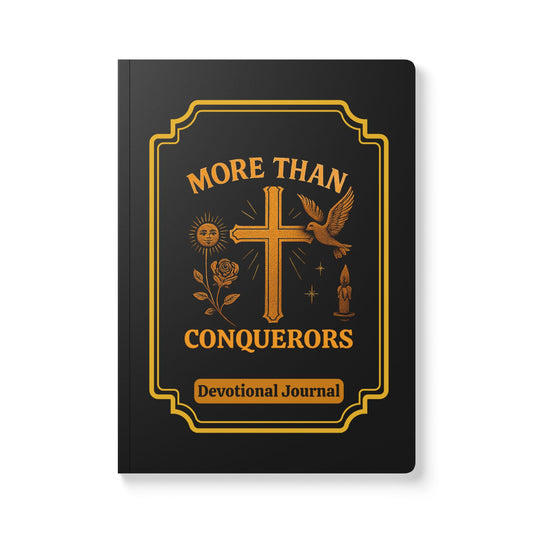 Devotional Journal - More Than Conquerors, Inspirational Writing, Prayer Journal, Christian Gift, Everyday Journal, Self-Reflection Book