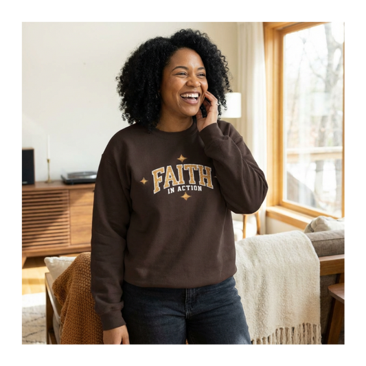 Faith in Action Embroidered  Christian Inspirational Sweatshirt